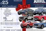 Rimmer Bros £25.00 Gift Certificate - GIFT CERTIFICATE 25